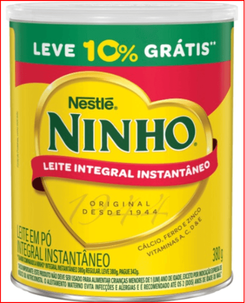 LEITE PO INTEGRAL NINHO 380G-LT 10%GTS INSTANTANEO