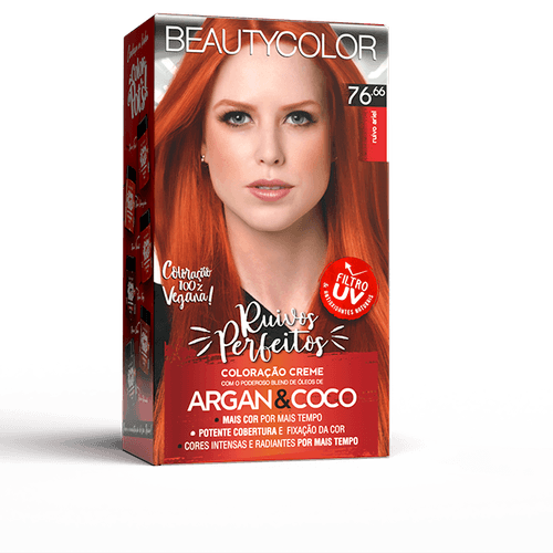 TINTA PERMANENTE  BEUTY COLOR CREME KIT 76,66 RUIVO ARIEL