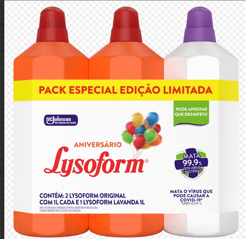 PACK 2 DESINFETANTES ORIGINAL + 1 LYSOFORM  LAVANDA 1L  EDIÇÃO ESPECIAL ANIVERSÁRIO
