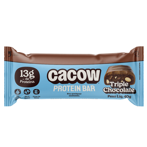 BARRA PROTEINA VEGANA CACOW 40G TRIPLE CHOCOLATE