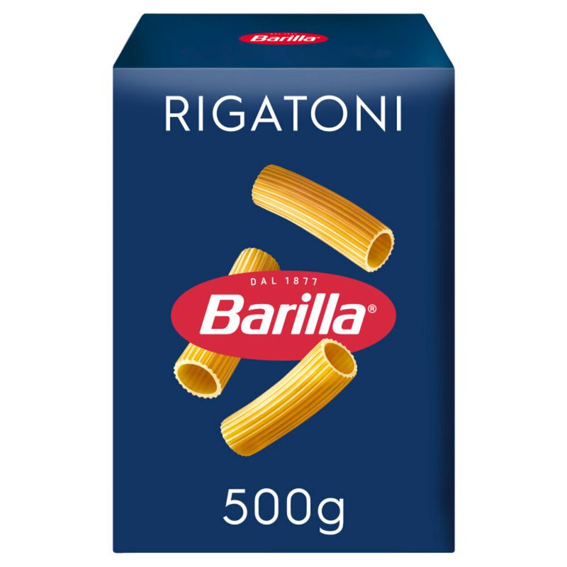 Massa-Alimenticia-Macarrao-de-Semola-de-Trigo-Grano-Duro-Rigatoni-89-Barilla-Caixa-500g