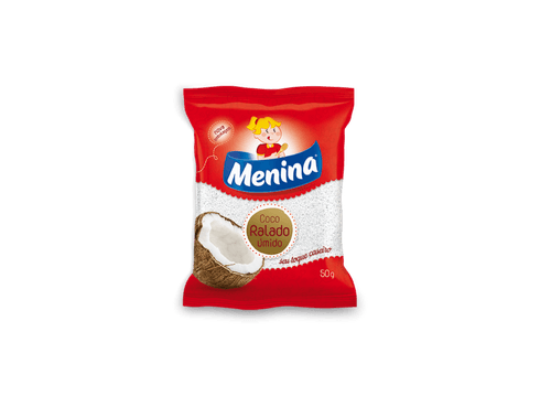 Coco Ralado Úmido Adoçado Menina Pacote 50g