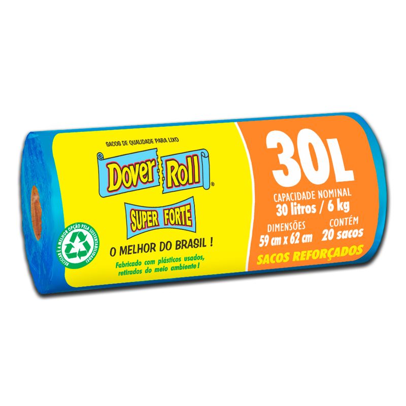 Saco-para-Lixo-Reciclado-30l-Dover-Roll-Super-Forte-20-Unidades