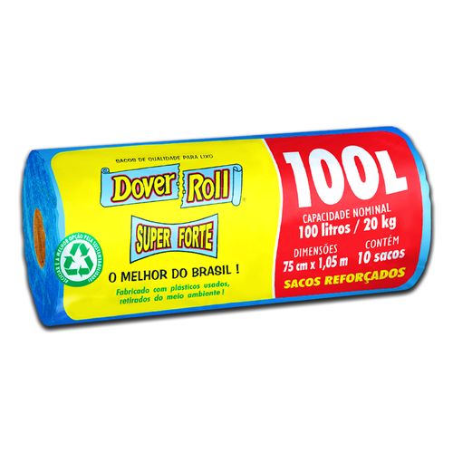 Saco para Lixo Reciclado 100l Dover Roll Super Forte 10 Unidades