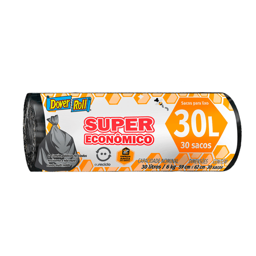 Saco para Lixo 30l Dover Roll Super Econômico 30 Unidades