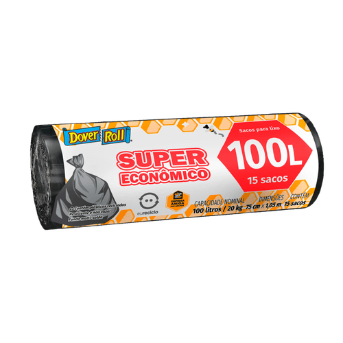 Saco para Lixo 100l Dover Roll Super Econômico 15 Unidades