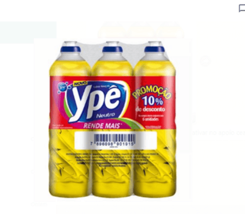 Lava-Louças Líquido Ypê Squeeze 6 Unidades 500ml Cada Grátis 10% de Desconto