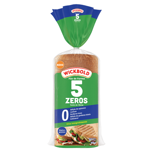 Pão de Forma 40,5% Integral Zero Lactose sem Adição de Açúcar Wickbold 5 Zeros Pacote 400g
