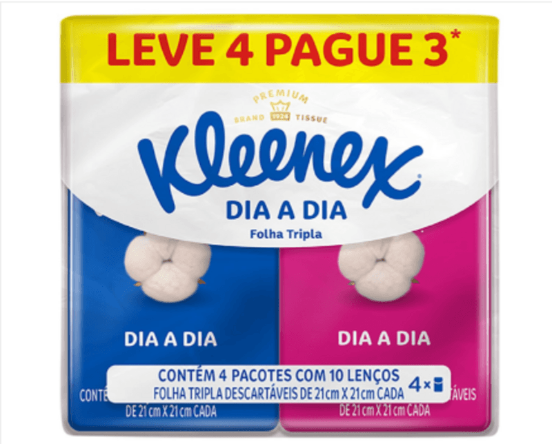 lenco-de-papel-folha-tripla-descartavel-kleenex-dia-a-dia-pacote-leve-4-pague-3-unidades-de-10-lencos-cada