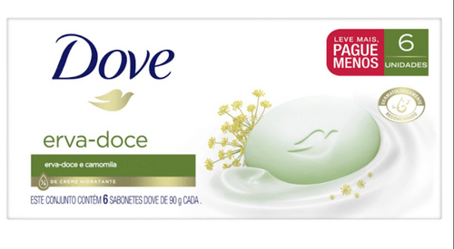 sabonete em barra erva-doce dove envoltório 6 unidades de 90g cada leve mais pague menos