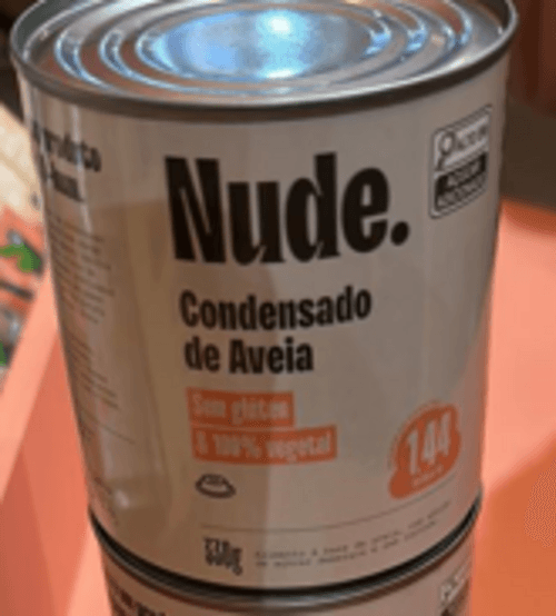 Leite Condensado de Aveia Vegano com Adição de Açúcar Demerara Nude. Lata 330g