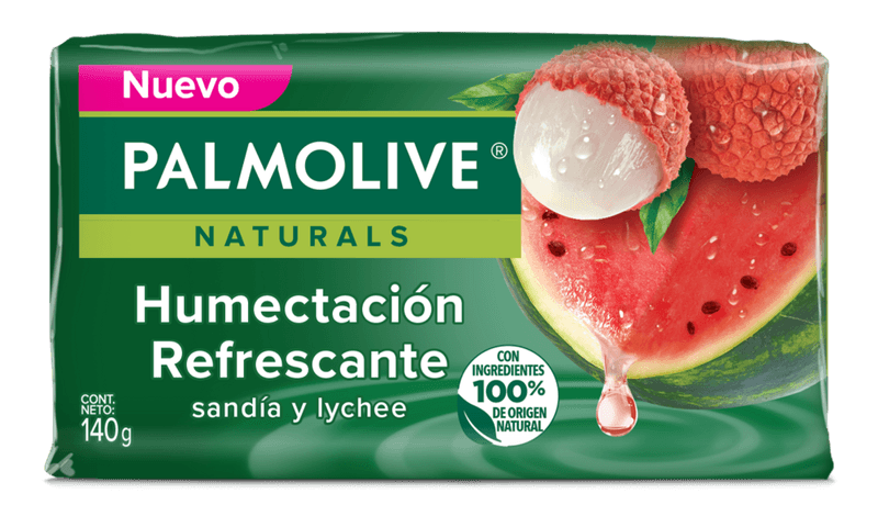 Sabonete-Nutritivo-em-Barra-Hidratacao-Refrescante-Melancia-e-Lichia-Palmolive-Naturals-Envoltorio-150g-Tamanho-Familiar