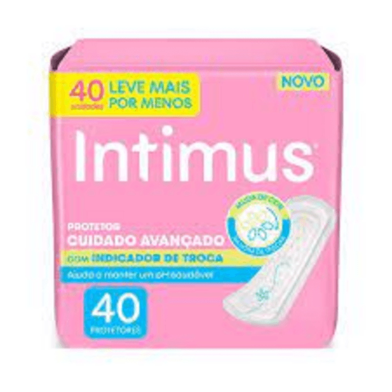 Protetor-Diario-sem-Abas-Suave-com-Indicador-de-Troca-Intimus-Cuidado-Avancado-Pacote-40-Unidades-Leve-Mais-Pague-Menos