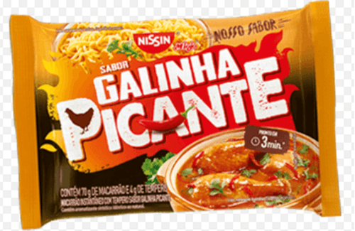Macarrão Instantâneo Lámen com Tempero Galinha Caipira Picante Nissin Miojo Pacote 85g Sendo 80g de Macarrão e 5g de Tempero