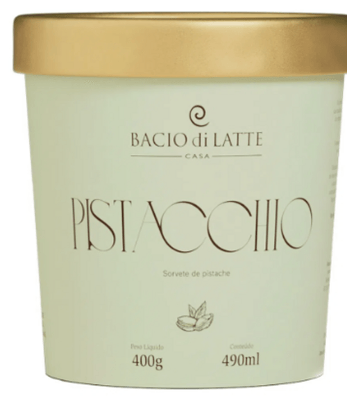Sorvete com Pistache BACIO DI LATTE Pote 490ml
