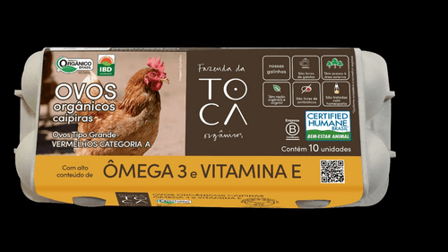 Ovos vermelhos ômega 3 orgânico caipira Fazenda da toca cartela c/10 unid