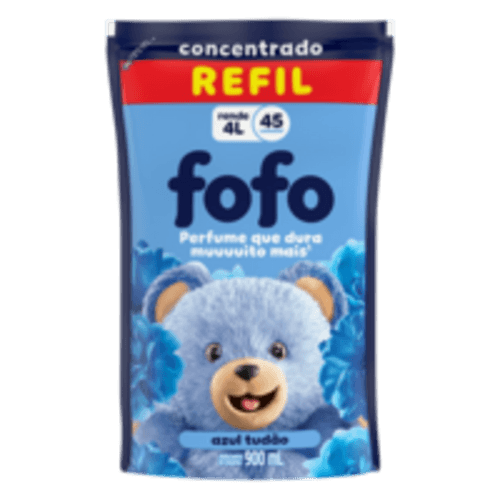 Amaciante de Roupa Concentrado Azul Tudão Fofo Sachê 900ml Refil