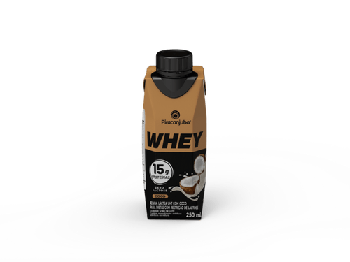 Bebida Láctea UHT com Coco Zero Lactose para Dietas com Restrição de Lactose 15g Proteínas Piracanjuba Whey Caixa 250ml