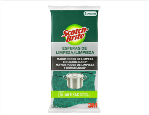 Esponja Esfera de Limpeza Scotch-Brite Antibac 3 Unidades