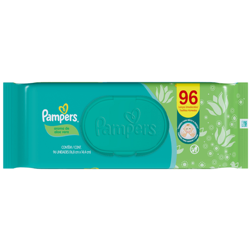 Lenço Umedecido Infantil Aloe Vera Pampers Pacote 96 Unidades