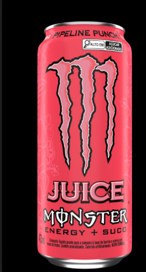 Composto Energético Líquido à Base de Taurina e Cafeína Juice Suco de Frutas Monster Pipeline Punch Lata 473ml