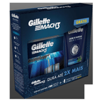 Kit-4-Cargas-de-Aparelho-para-Barbear-Gillette-Mach3-Gratis-Creme-de-Barbear-Rosto-e-Corpo-com-Aloe-Vera-e-Aplicacao-Semitransparente-Gillette-150ml