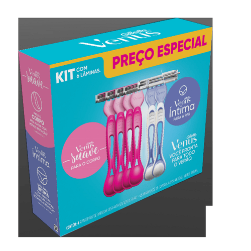 Kit Depil Gillette Venus 4 Ap Suave+2 Ap Intima Pr