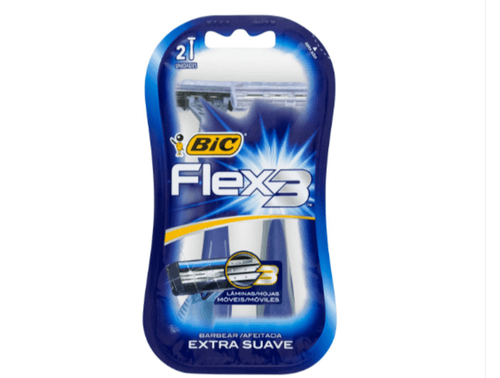 Aparelho Descartável para Barbear Extra Suave Cabo Antiderrapante Bic Flex 3 2 Unidades