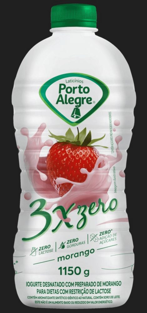 Iogurte Porto Alegre 3x Zero Garrafão 1150g Morango