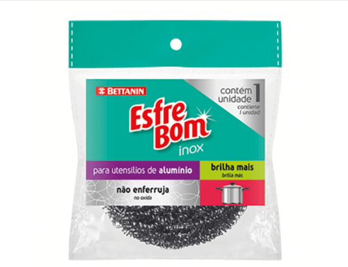 Esponja Prata Aço Inox Esfrebom