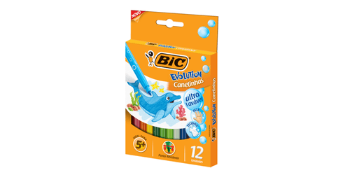 Canetinha Hidrográfica Colorida Bic Evolution 12 Unidades