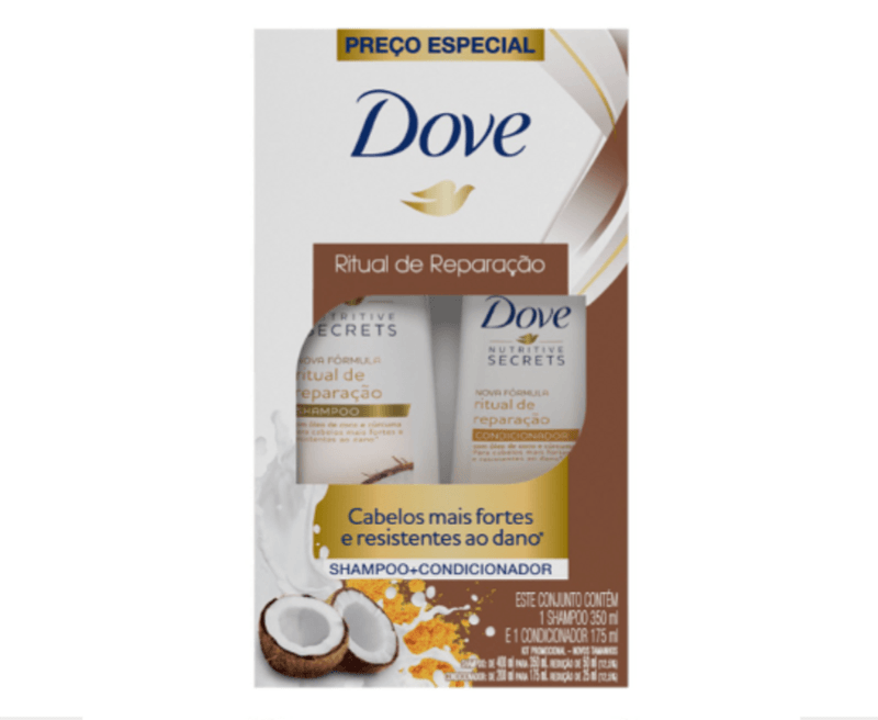 Kit-Promocional-Shampoo-350ml---Condicionador-175ml-com-Oleo-de-Coco-e-Curcuma-Dove-Ritual-de-Reparacao-Preco-Especial