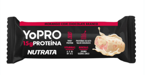 Barra de Proteína Nutrata Yopro Sabor Morango com Chocolate Branco 55g