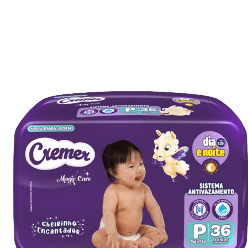 FRALDA CREMER ECONOMICA CHEIRINHO ENCANTADOR P 36UN SISTEMA ANTIVAZAMENTO.