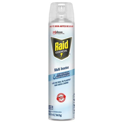INSETICIDA AEROSSOL MULTI-INSETOS SEM PERFUME RAID ESSENCIAL FRASCO 420ML SPRAY