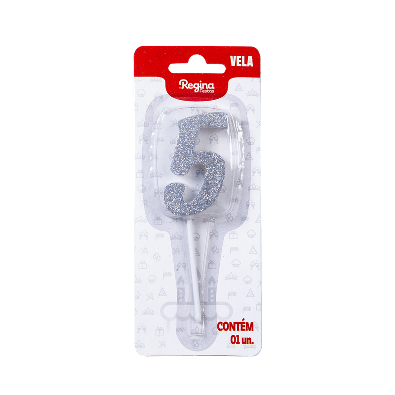 VELA-REGINA-1UN--PICK-GLITTER-PRATA-NUMERO-5
