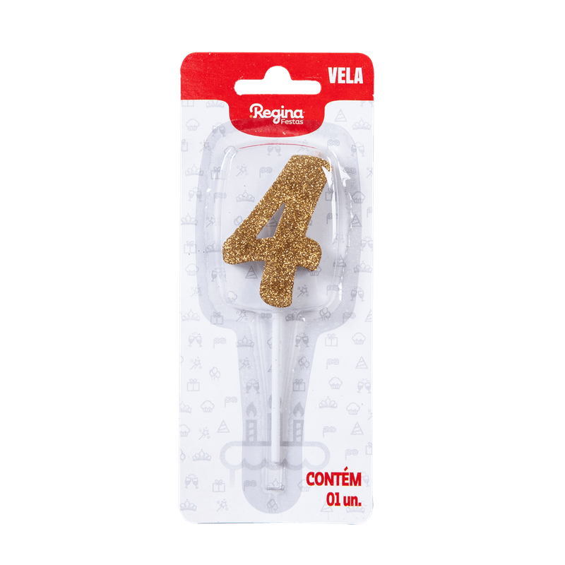 VELA-REGINA-1UN-PICK-GLITTER-DOURADA-NUMERO-4