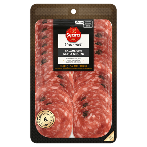 SALAME SEARA GOURMET FATIADO 80G ALHO NEGRO
