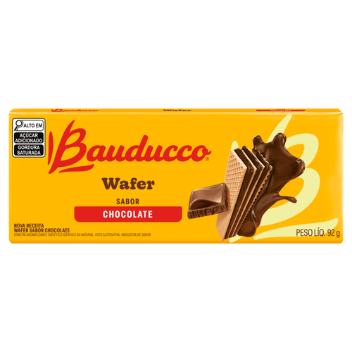 Biscoito Wafer Recheio Chocolate Bauducco Pacote 92g