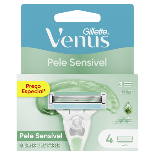 Carga para Aparelho de Depilar Gillette Venus Pele Sensível – 4 unidades