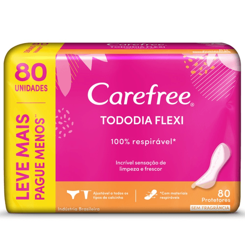 Protetor Diário Sem Abas Tododia Flexi Carefree Pacote Leve Mais Pague Menos 80 Unidades