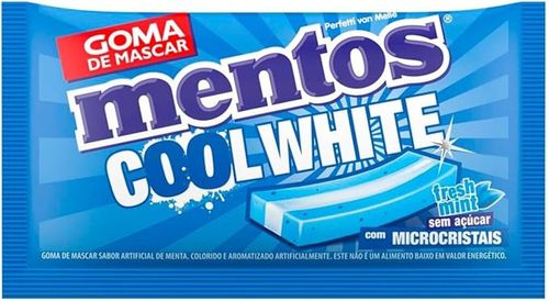 Gomas de Mascar  Mentos 3 Camadas Cool White Sem Açúcar Sabor Fresh Mint - 8,5g