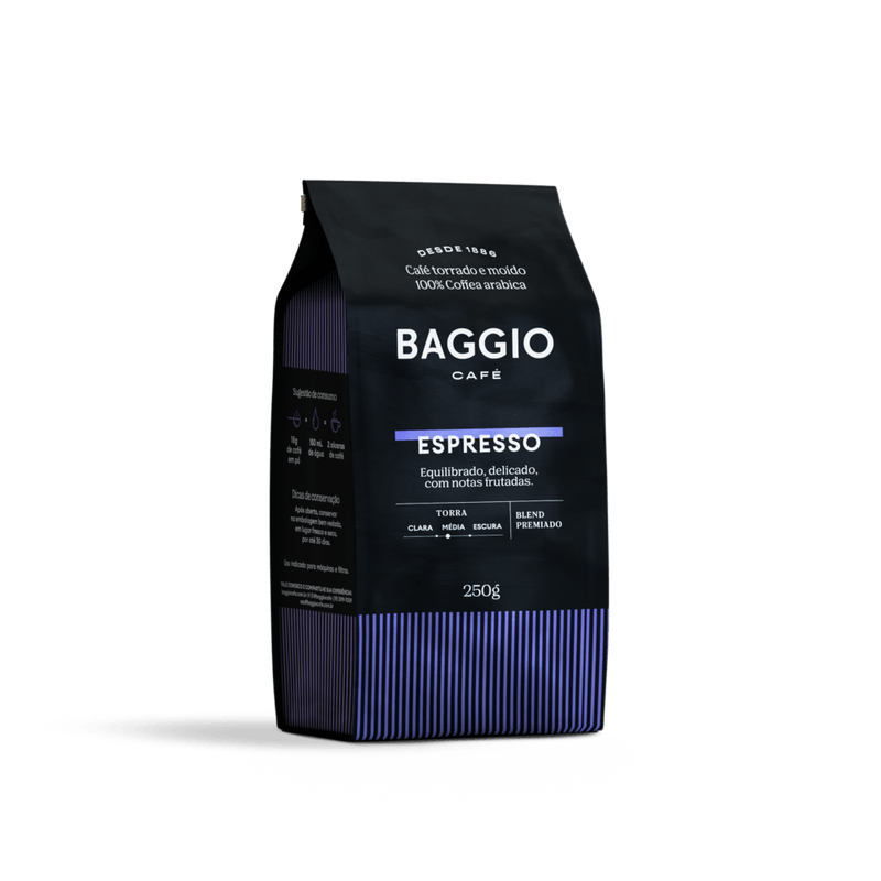 Cafe-Torrado-e-Moido-Espresso-100--Arabica-Baggio-Pacote-250g