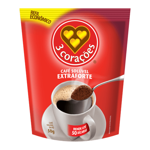 Café Solúvel Extraforte 3 Corações Sache 50g