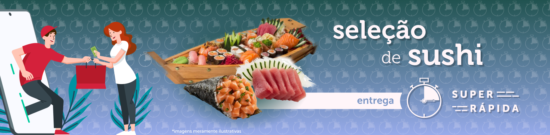 seleção de sushi entrega super rápida